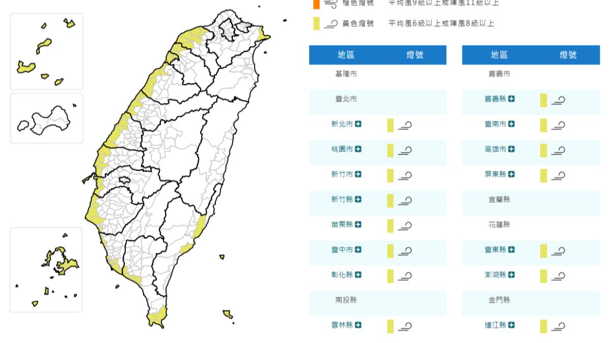天氣／西南風強勁　15縣市陸上強風特報：留意6~8級陣風