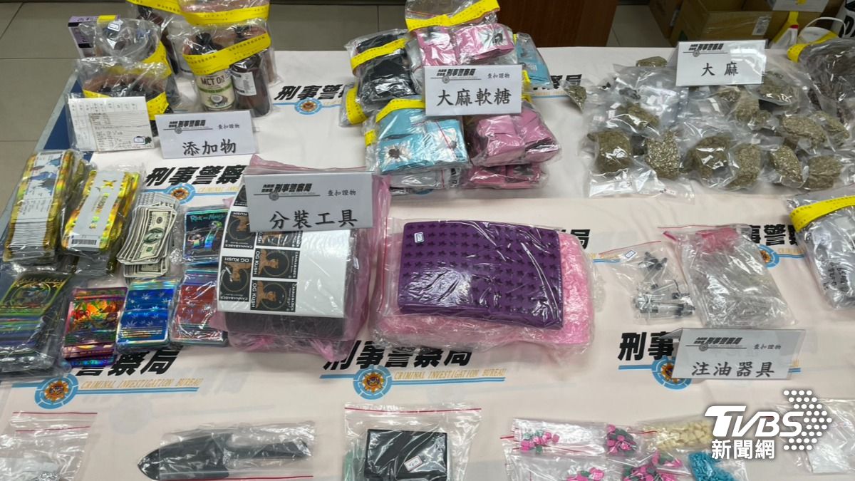 夫妻將2級毒品六氫大麻己酚摻入糖果原料,製成大麻軟糖。(圖/TVBS)