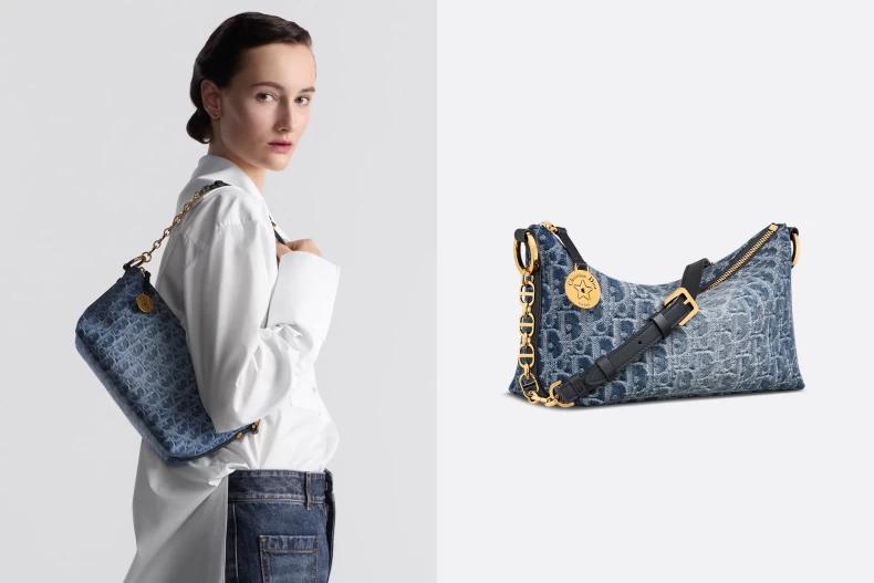 這款包採用藍色 Denim Dior Oblique 緹花製作，並透過不規則的水洗效果賦予經典圖案全新風采。（圖／Dior）