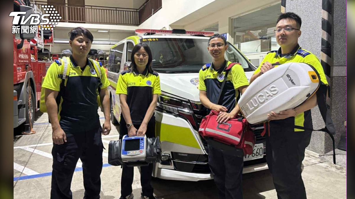 51歲男打桌球心跳停止 「專業急救接力」起死回生奇蹟。(圖/新竹縣消防局提供)