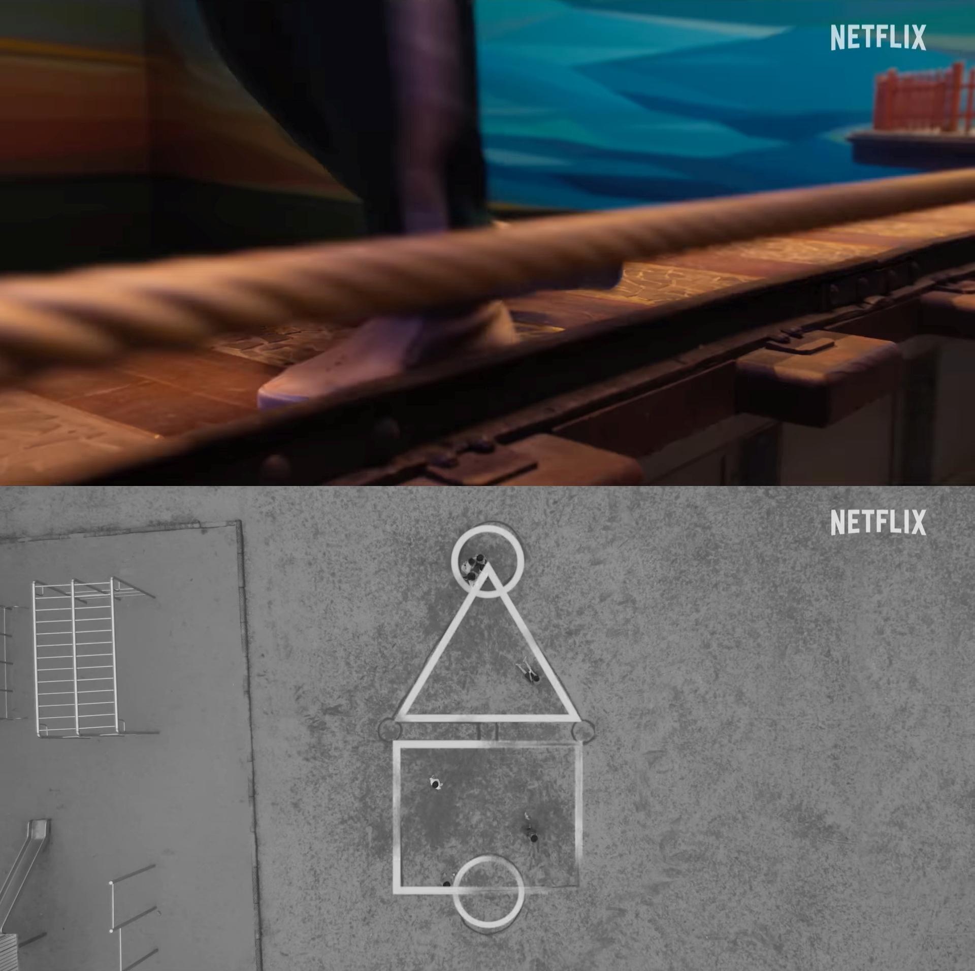 預告中出現高空跳繩跟沙地上的遊戲畫面。(圖/翻攝自Netflix YouTube)