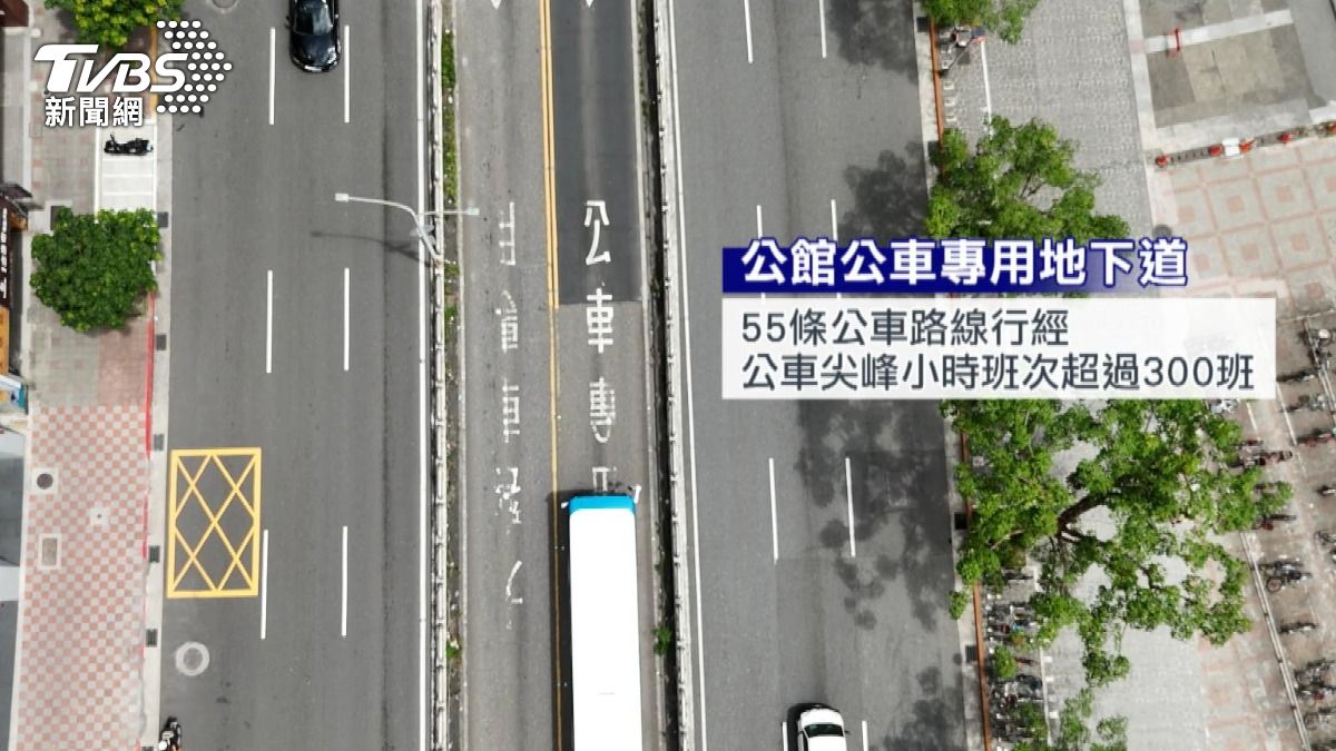 公館圓環尖峰時段南北向,每小時通過總班次數,超過300班次。(圖/TVBS)