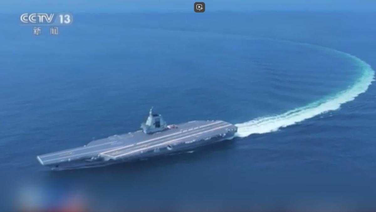 福建艦電磁彈射,可投送更多隱形戰機殲-35和預警機。(圖/CCTV-13)