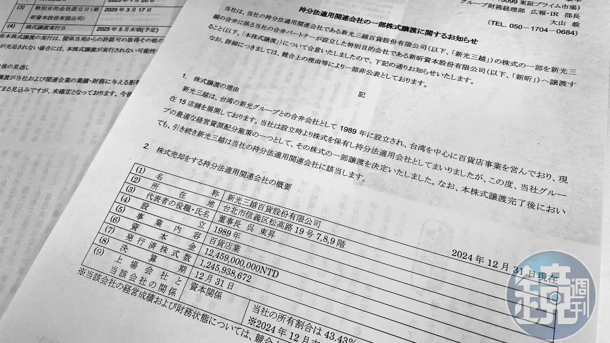 三越賣股撼吳家1/日方不缺錢還賣股 關鍵原因竟與吳家兄弟有關