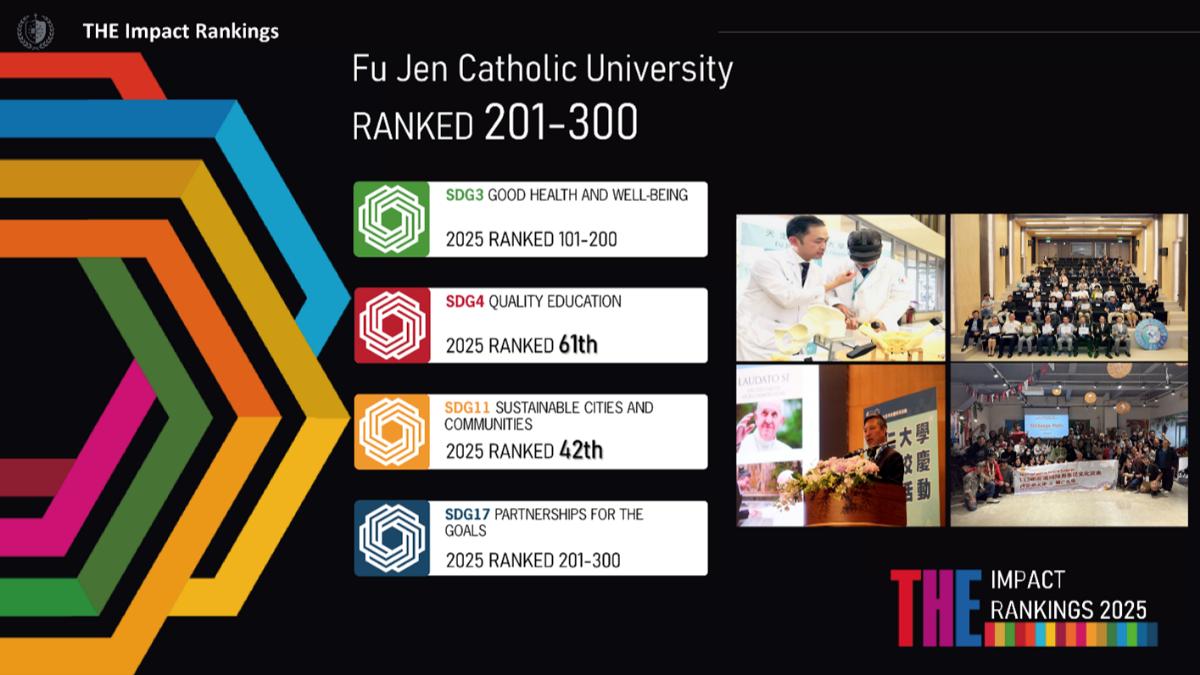 2025THE世界大學影響力排名　輔大名列全國第７名