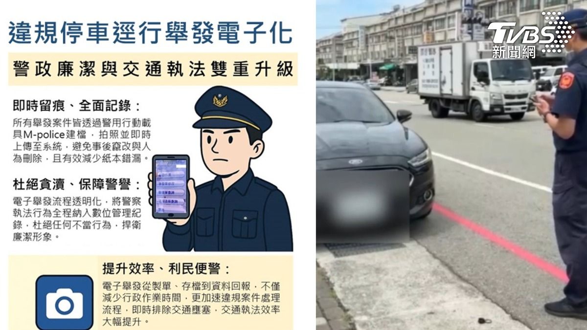 台中警紅白單涉貪!罰單從紙本改雲端 違停舉發電子化上線防弊