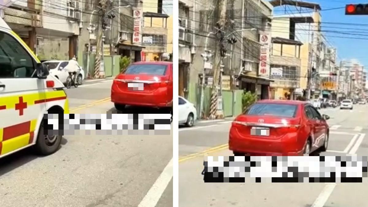 台中大甲紅車拒讓救護車!鳴笛30秒未反應 警開罰吊照