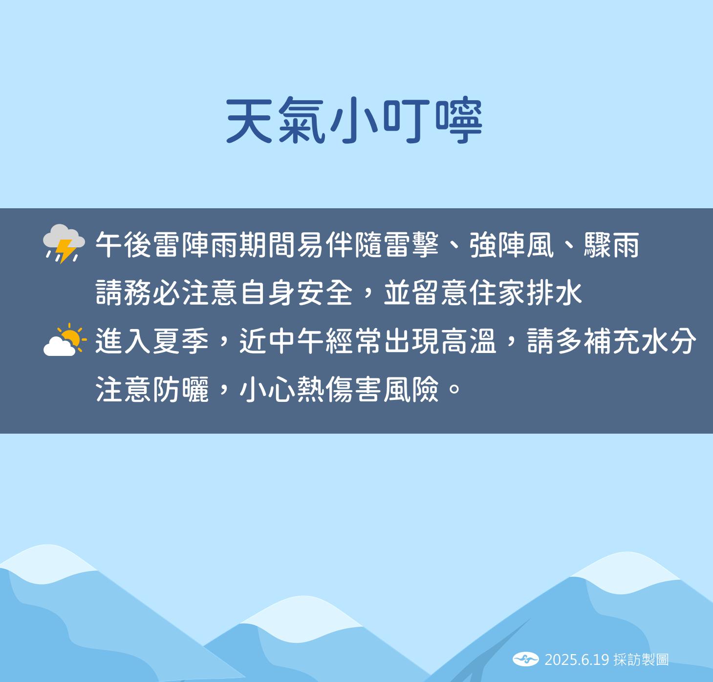 天氣小叮嚀。(圖/氣象署)