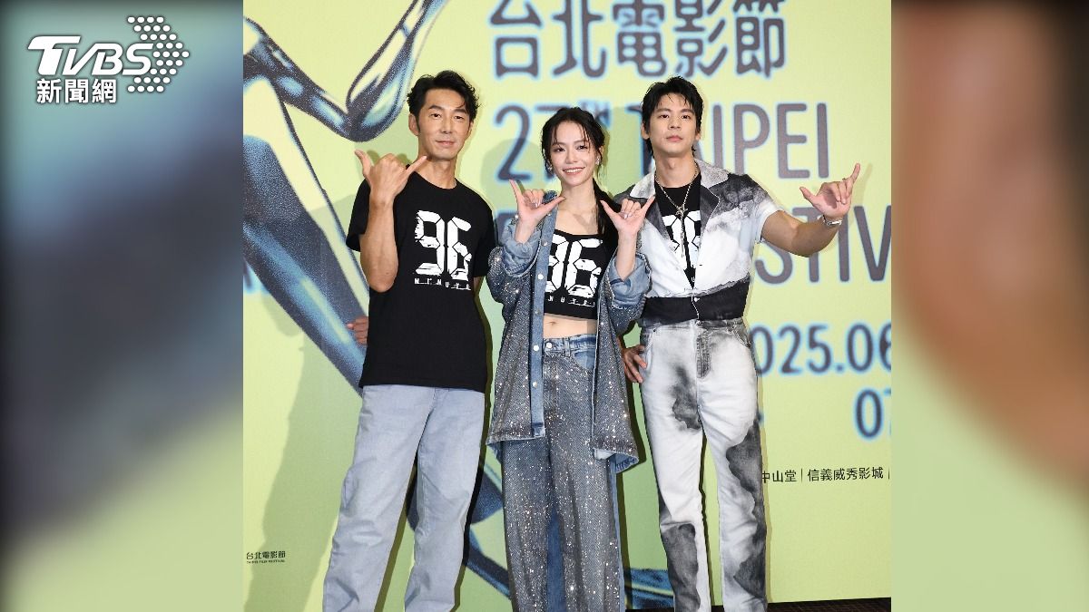 李李仁（左起）、宋芸樺以及林柏宏主演《96分鐘》首映。（圖／記者張哲鳴攝）
