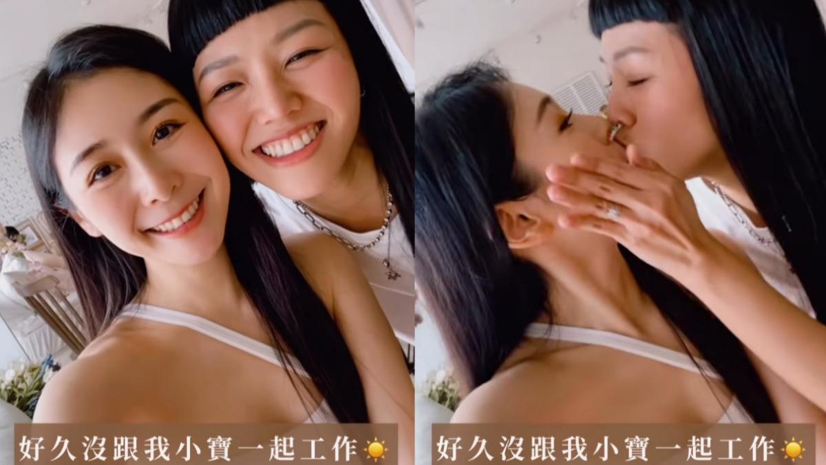 Albee曬出和若綺捧臉親吻的合照。(圖/翻攝自Albee IG)