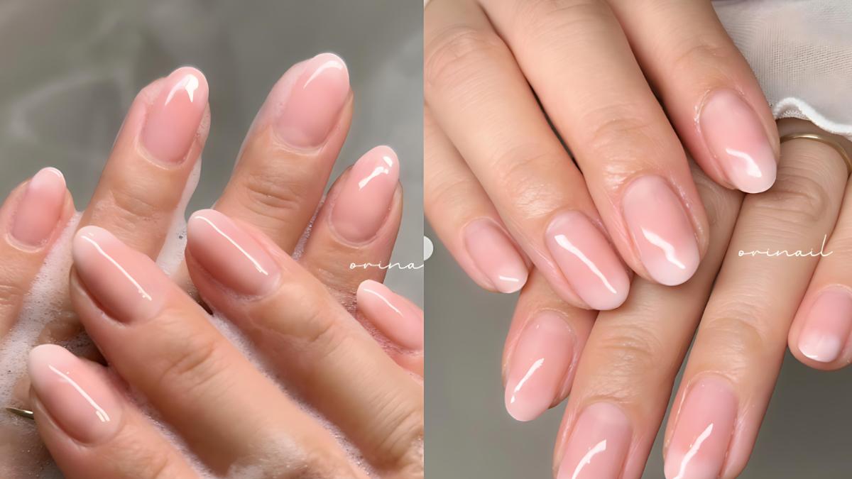 「Soap Nail」的重點在於透亮的色澤,常見色系包括白色、裸色等溫柔系為主。(圖/翻攝自IG@_ori.nail_)
