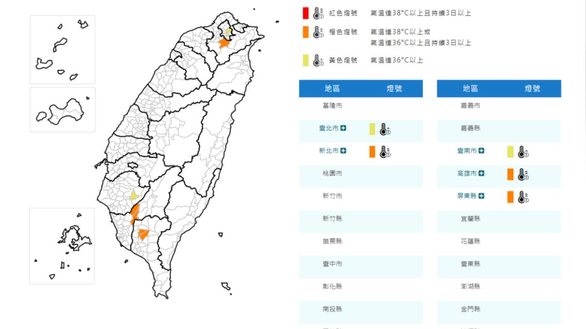 氣象署夏至高溫特報。（圖／氣象署官網）