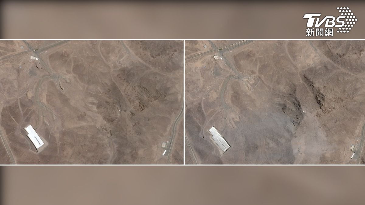 衛星照顯示美軍轟炸的結果,右圖為轟炸後。(圖/達志影像路透社)