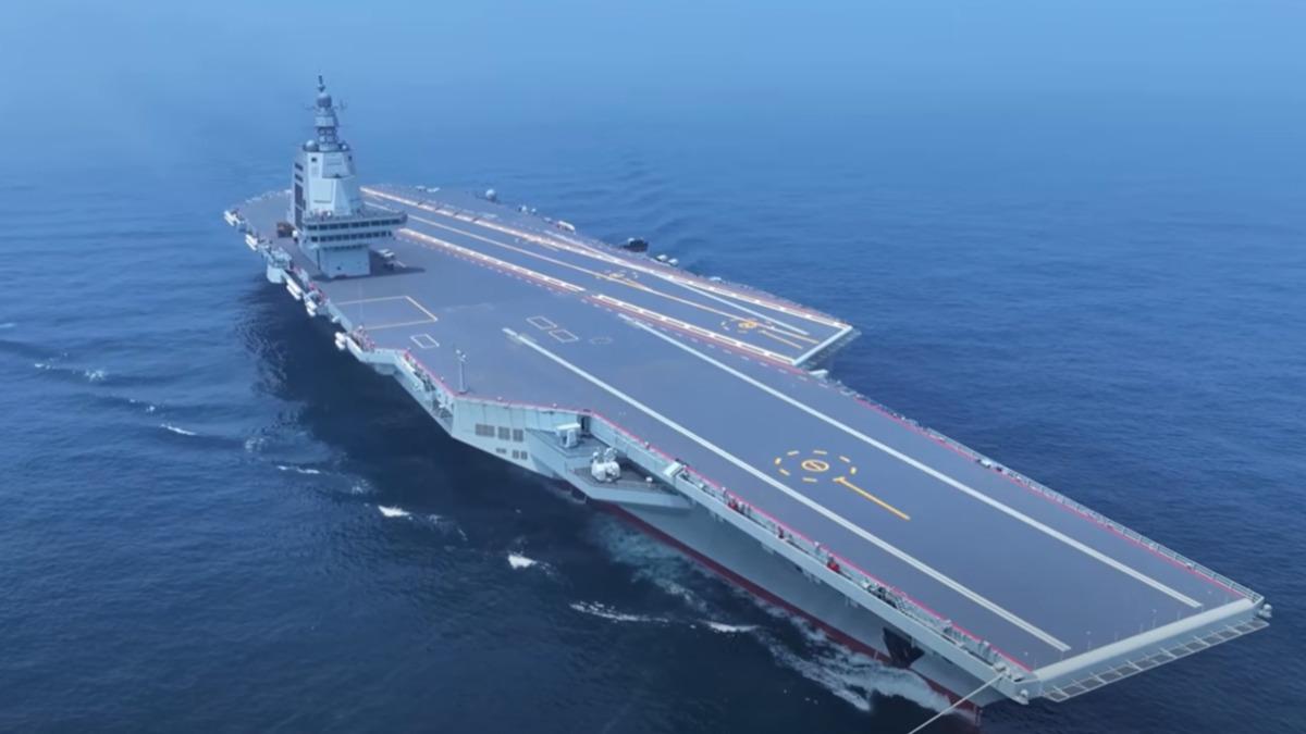 央視宣稱新型航艦福建艦已完成第八次海試。(圖/央視)