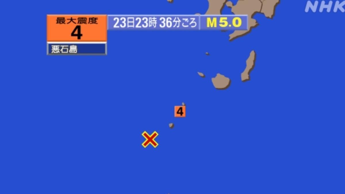 鹿兒島深夜連兩震 規模5.0淺層地震最大震度4