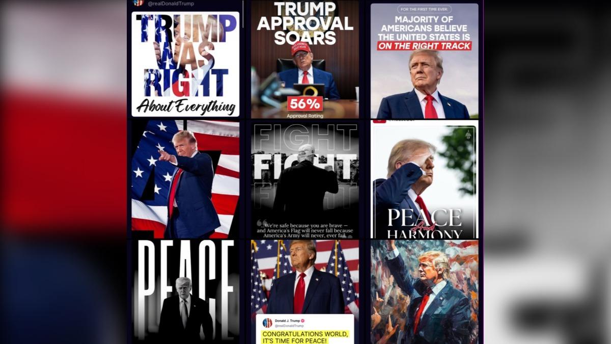 川普在真實社群貼出多張吹捧自己的圖片。(圖/翻攝自Truth Social@realDonaldTrump)