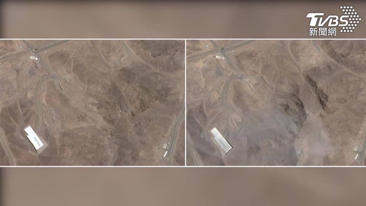 衛星照顯示美軍轟炸的結果,右圖為轟炸後。(圖/達志影像路透社)