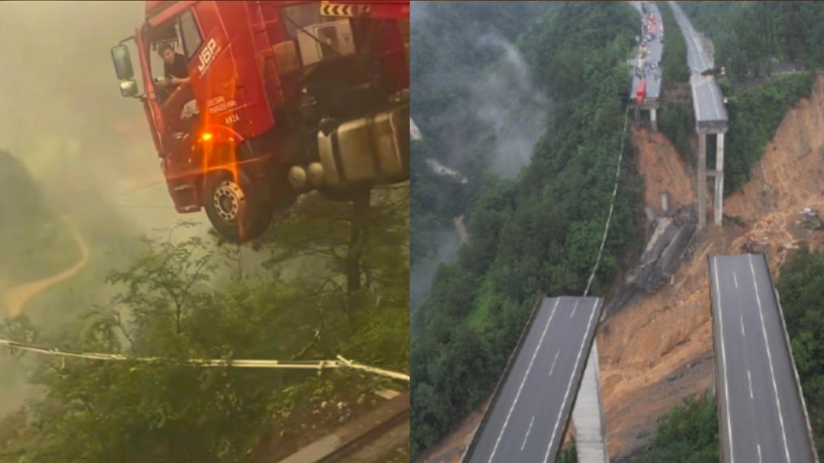 暴雨成災！貴州高速大橋突斷裂坍塌　貨車半截懸空驚悚畫面曝