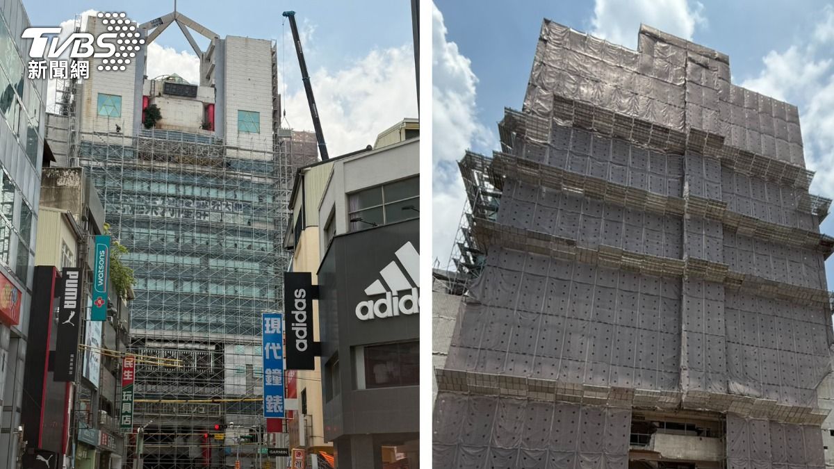 員林地標拆除！黃金帝國大樓驚傳石塊飛落　騎士遭砸險傷
