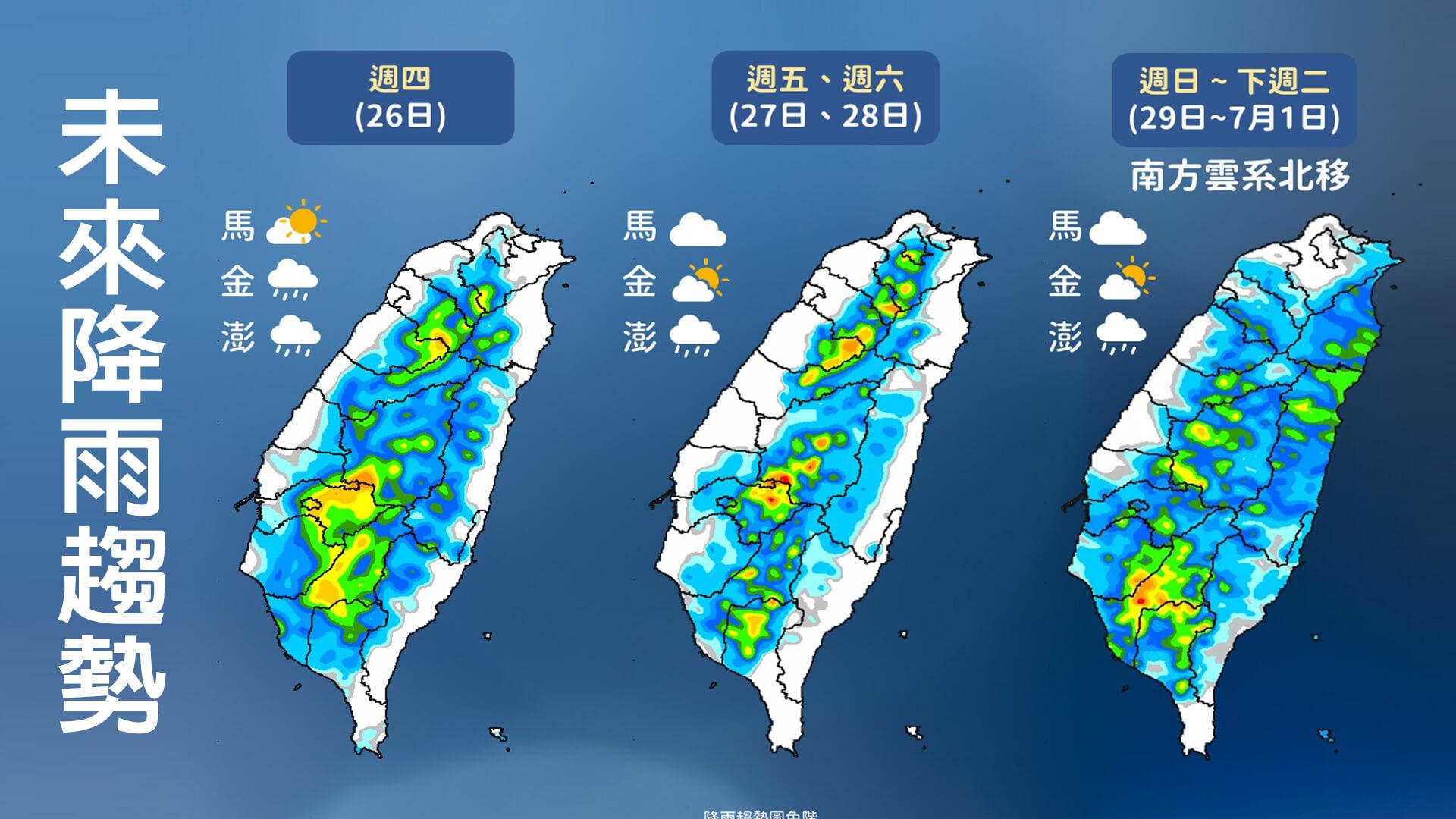 一週降雨趨勢。(圖/TVBS)