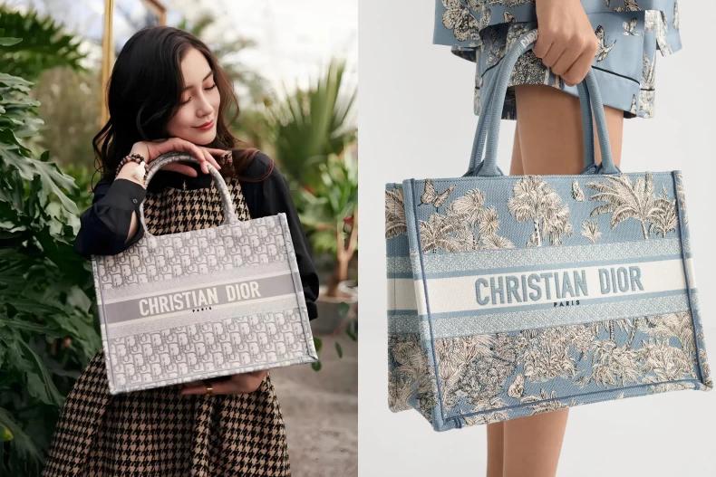  Dior Book Tote採純手工刺繡製作，正面印有經典 Christian Dior Paris 字樣，容量寬敞、可手提或肩背，實用性極高。（圖／Dior）
