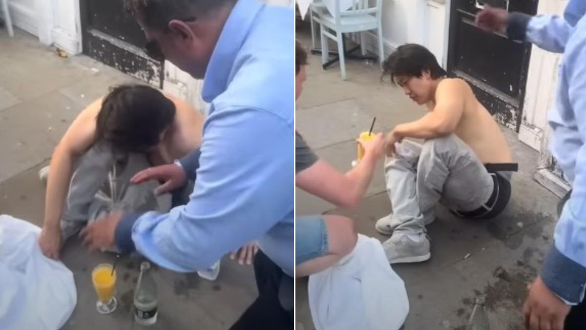 男子被辣到倒在路邊。(圖/翻攝自YouTube@Bengal Village)