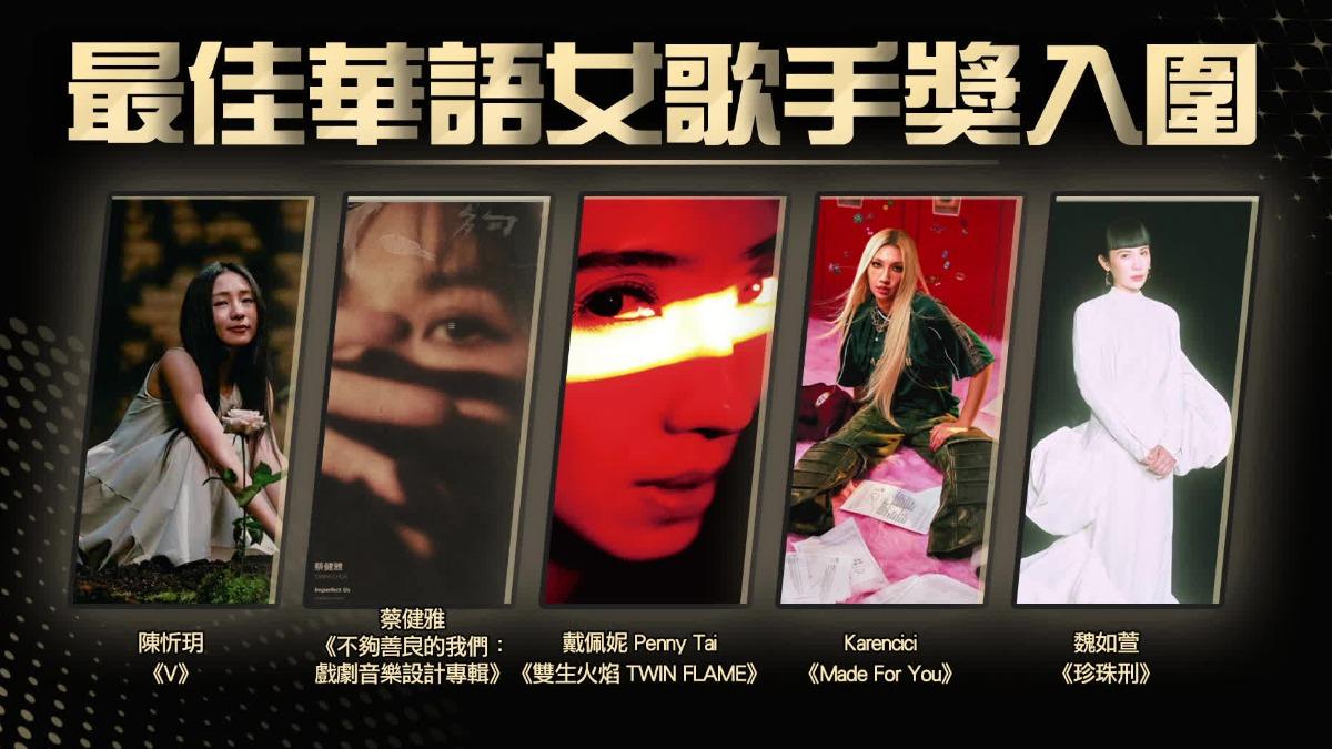 金曲36華語歌后入圍名單。(圖/TVBS)