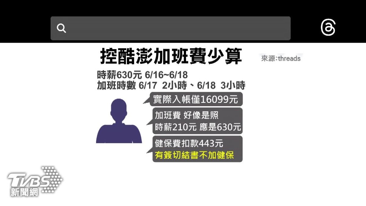 民眾指控酷澎祭出3倍薪,但加班費卻是使用原本的210元時薪。(圖/TVBS)