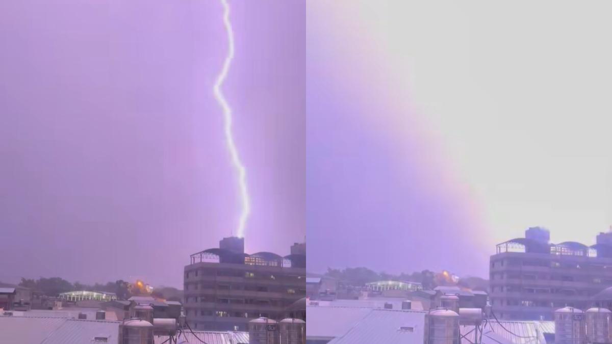 大雷雨夜襲!台中夜市攤商險遭吹走 南投「紫雷轟頂」震撼夜空