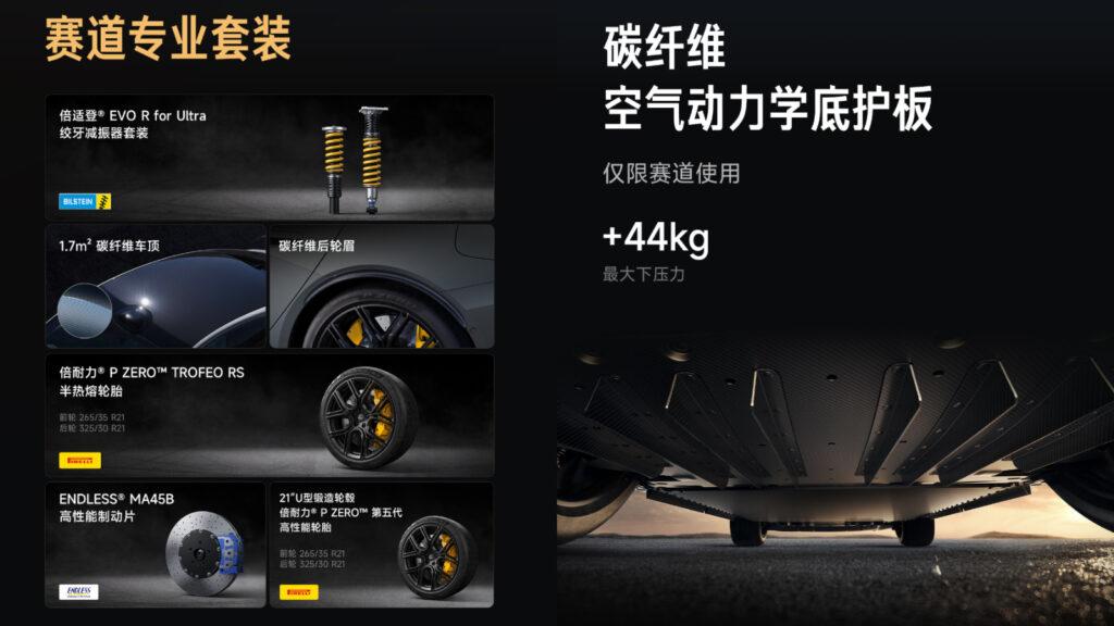 SU7 Ultra紐北限量版導入多種競技化配備,定價約新台幣327萬元。(圖/小米汽車提供)