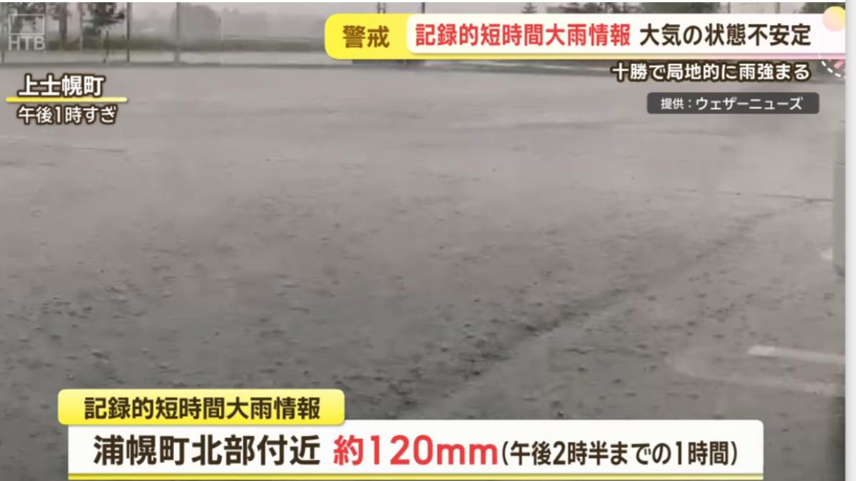 北海道「創紀錄短時間大雨」 時雨量破120毫米、部分區域發洪水警報