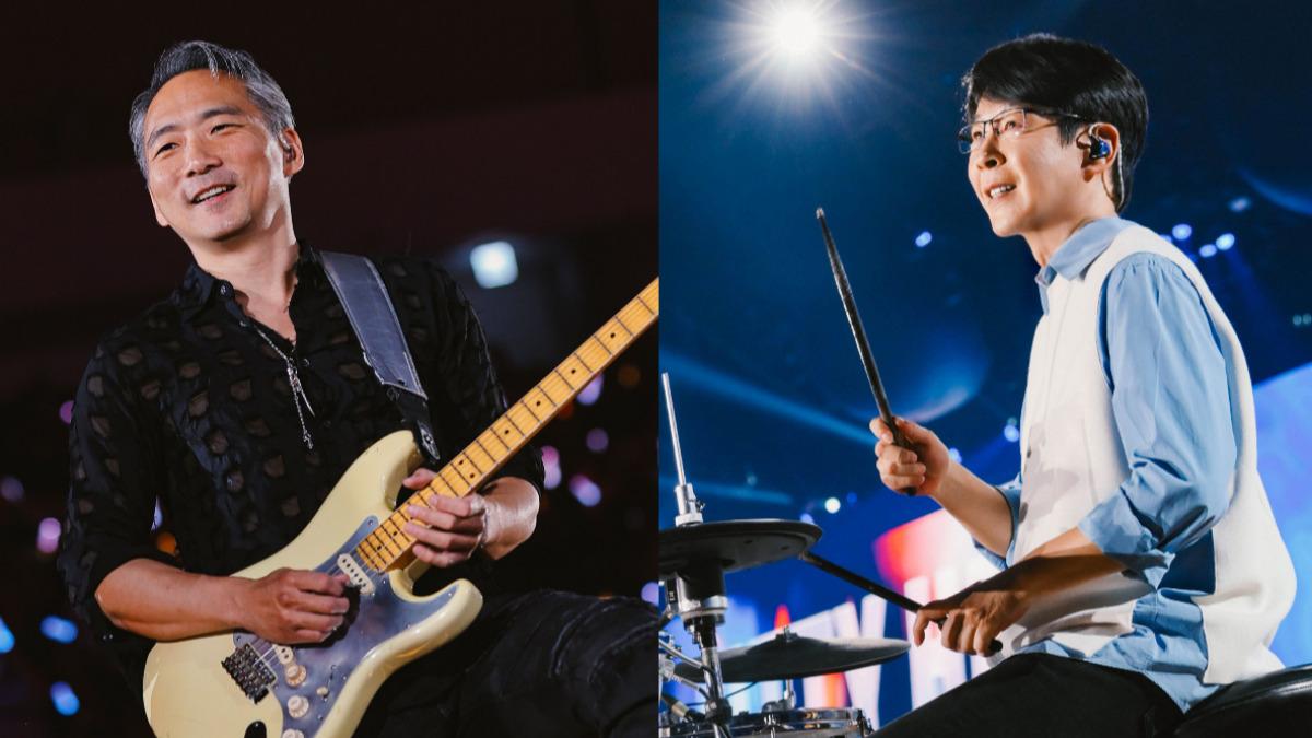 石頭和冠佑開心向全場4萬歌迷打招呼。(圖/相信音樂提供)