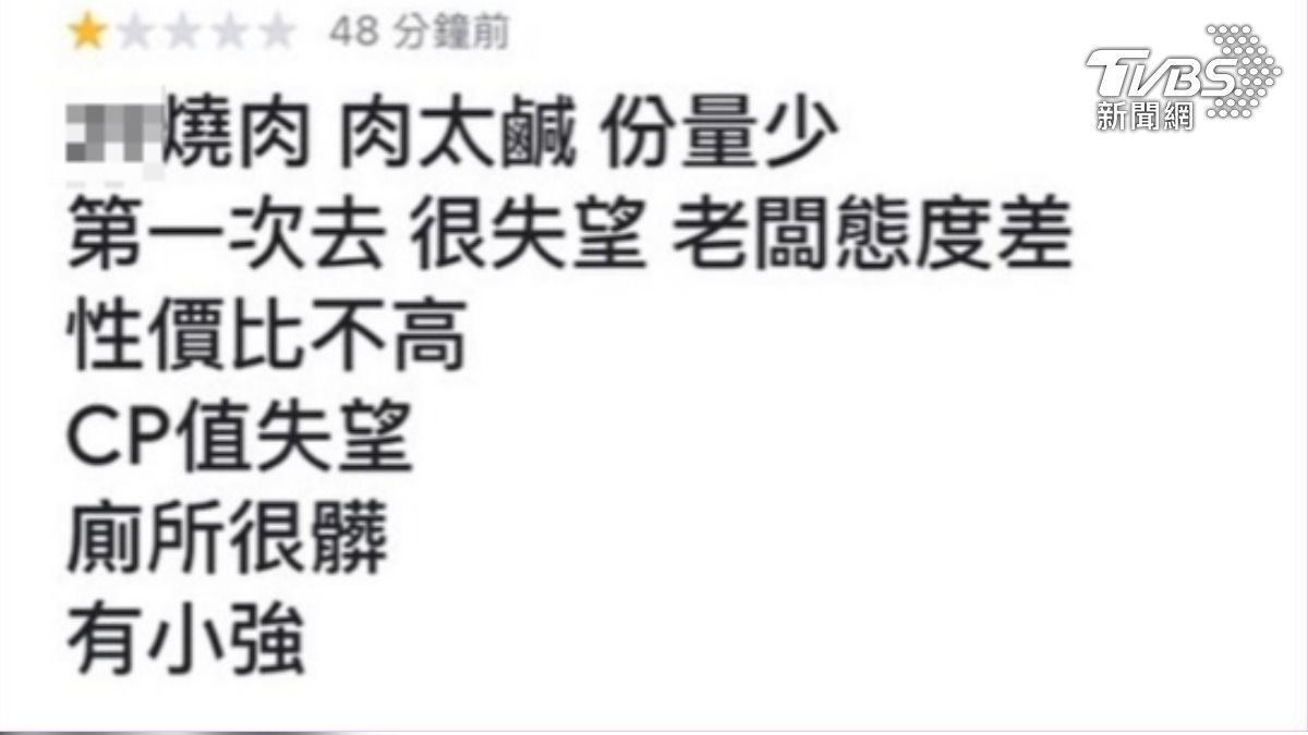 惡評恐惡法!燒肉店遭控「蟑螂亂爬」無證據 店家怒告了(圖/翻攝 Googie)