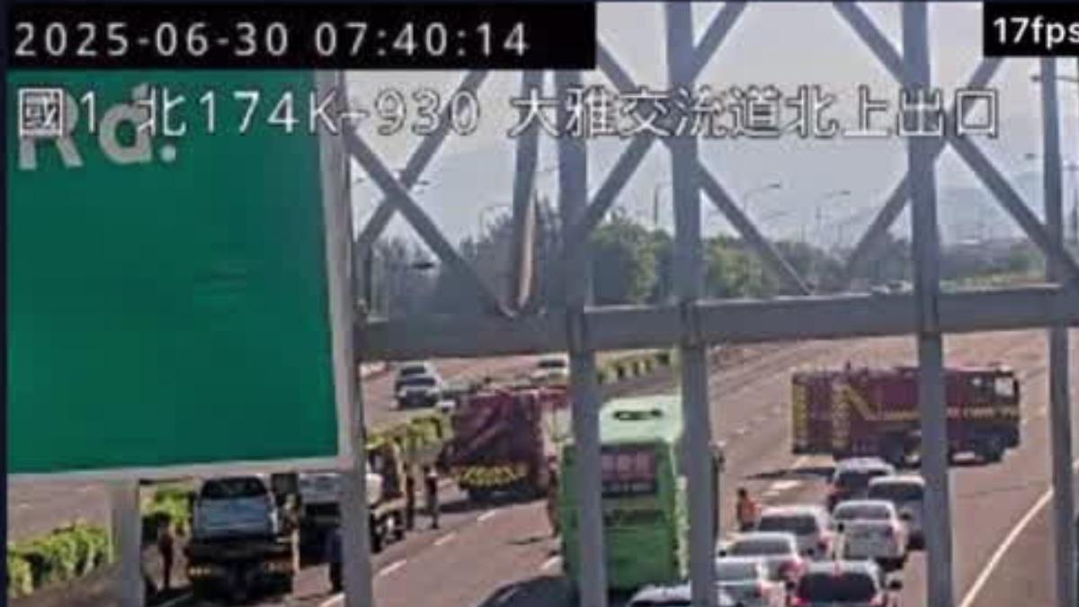 快訊/國1北上中清交流道車禍!客運失控撞4車 回堵約5公里