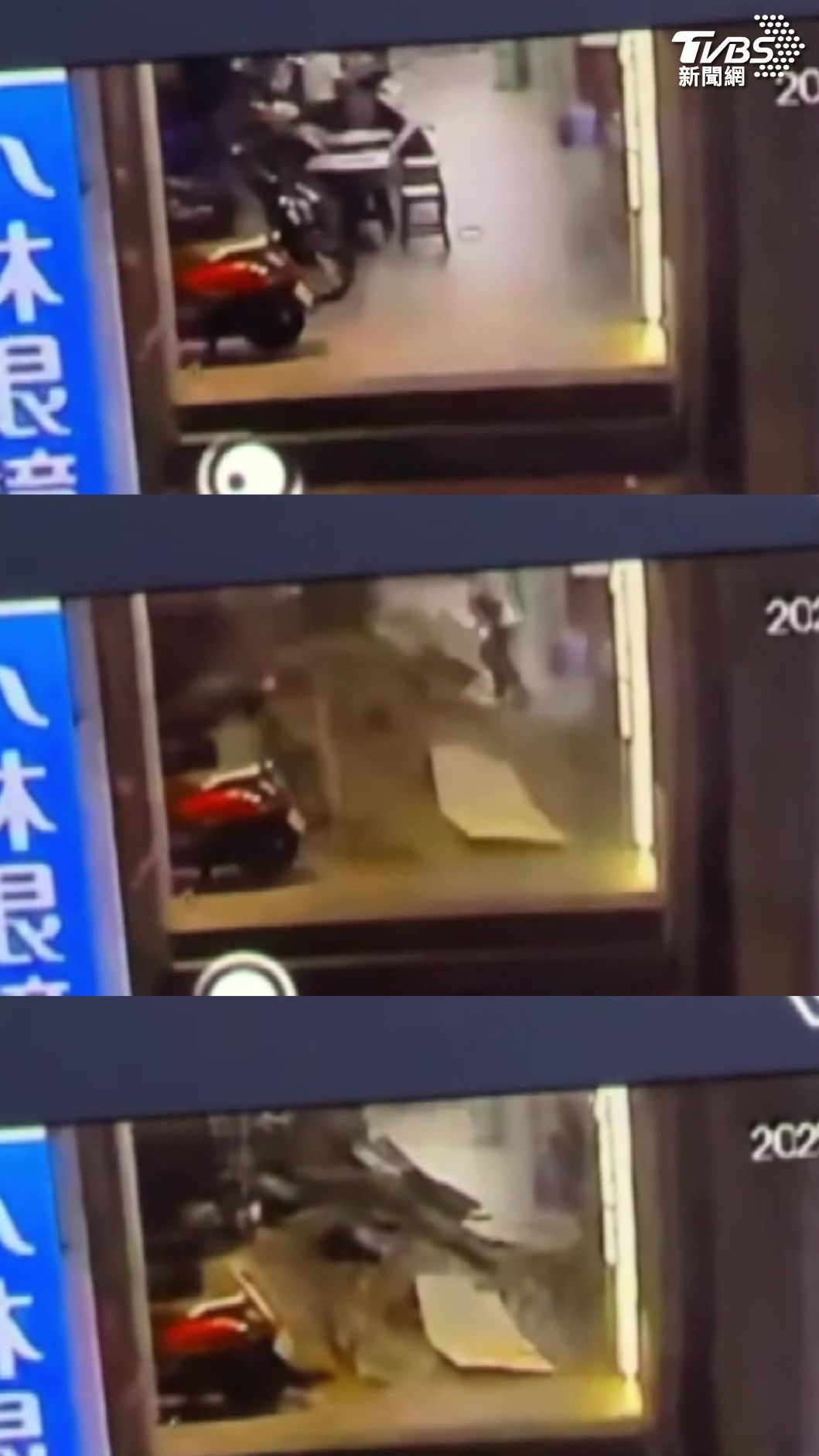天花板崩落瞬間。（圖／TVBS）