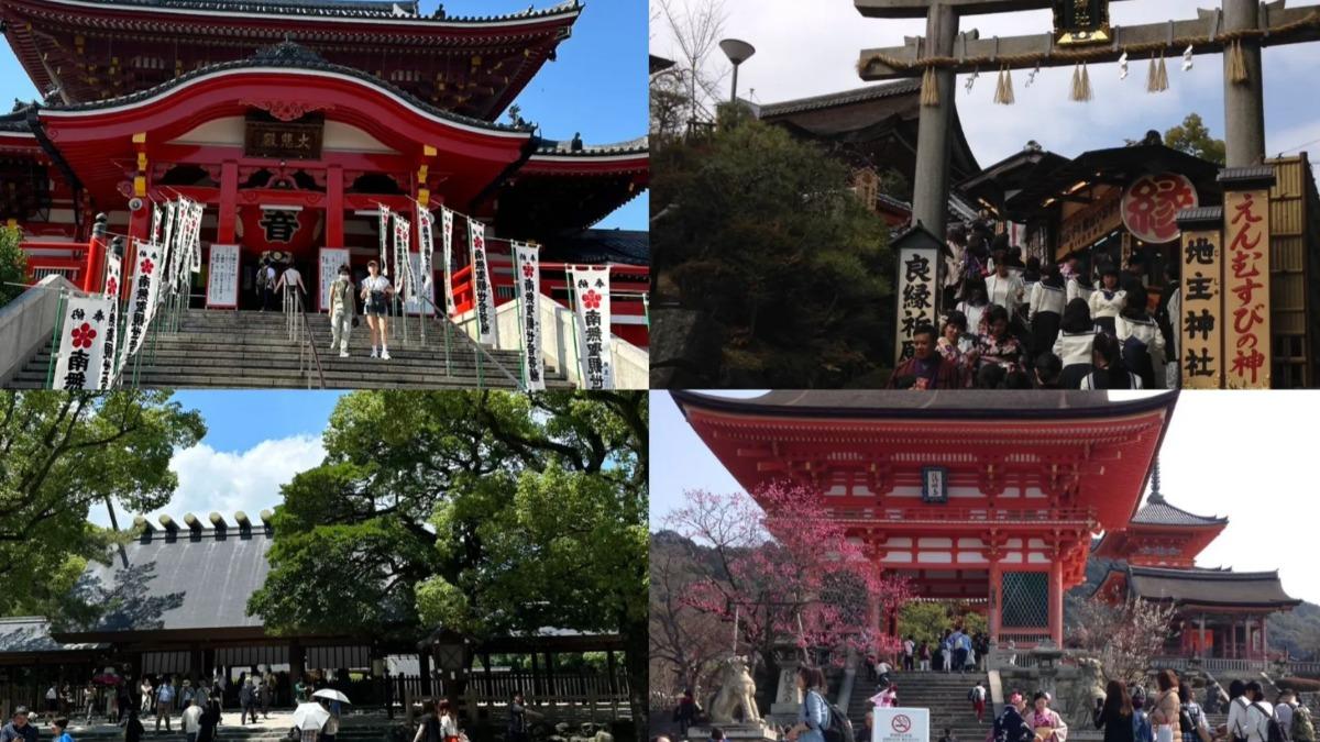 左上為大須觀音寺、左下為熱田神宮,右圖為清水寺與其中的地主神社。(圖/網友永和阿嘉提供、《網路溫度計DailyView》)