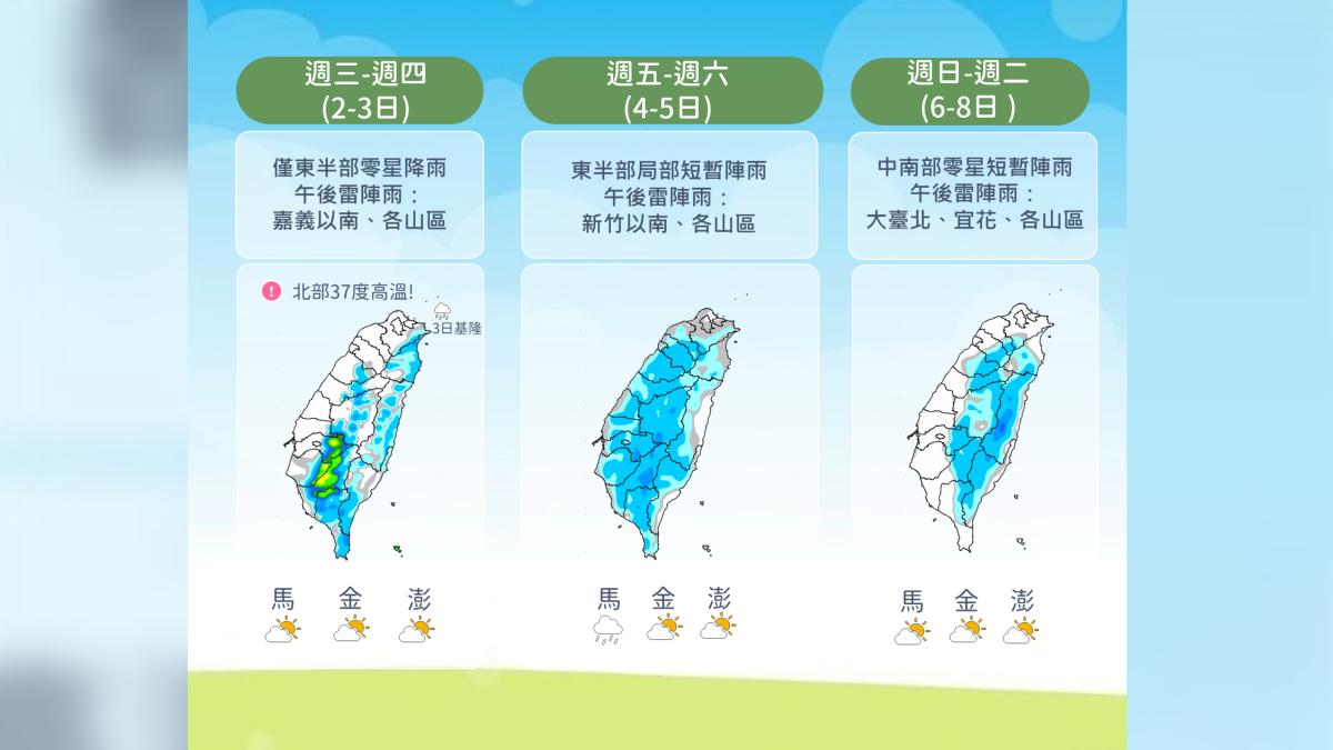午後雷雨彈開轟。（圖／氣象署提供）