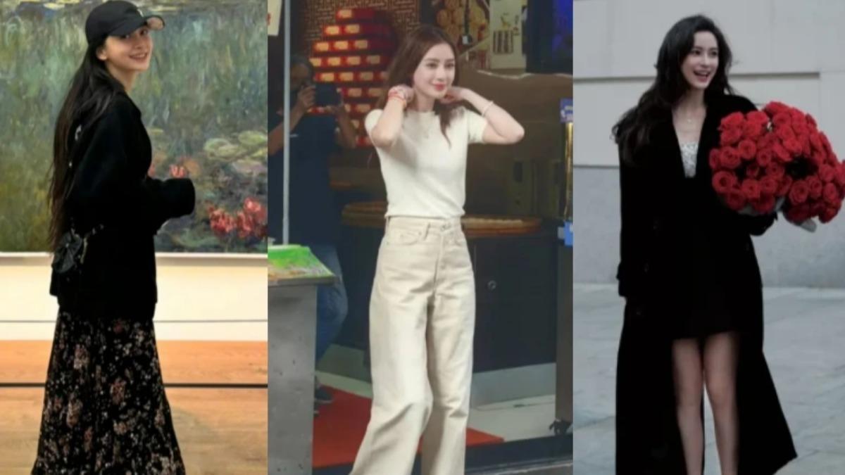 Angelababy私服搭配Roger Vivier Viv' Skate小白鞋(圖/@Angelababy小紅書、去掉半杯烦恼小紅書)