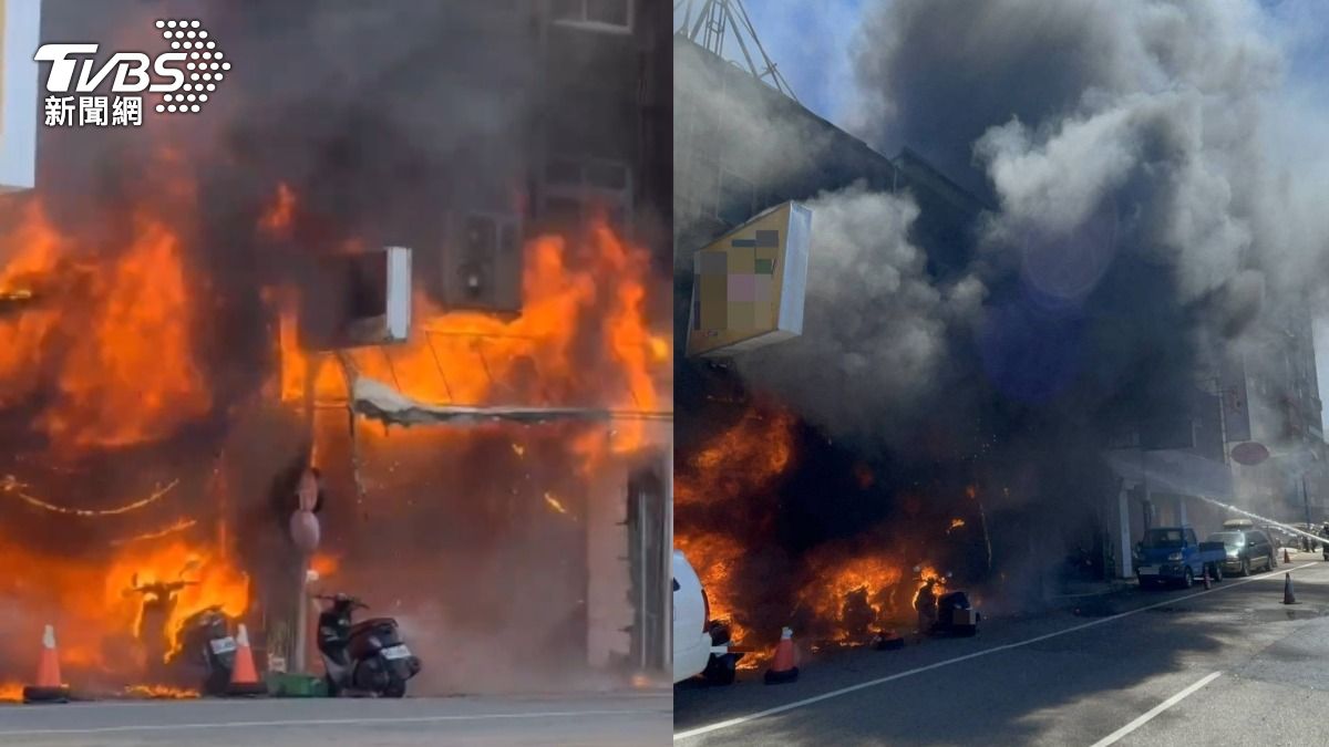 桃園燒臘店大火起濃煙！爆炸聲頻響　父母急抱嬰孩逃出