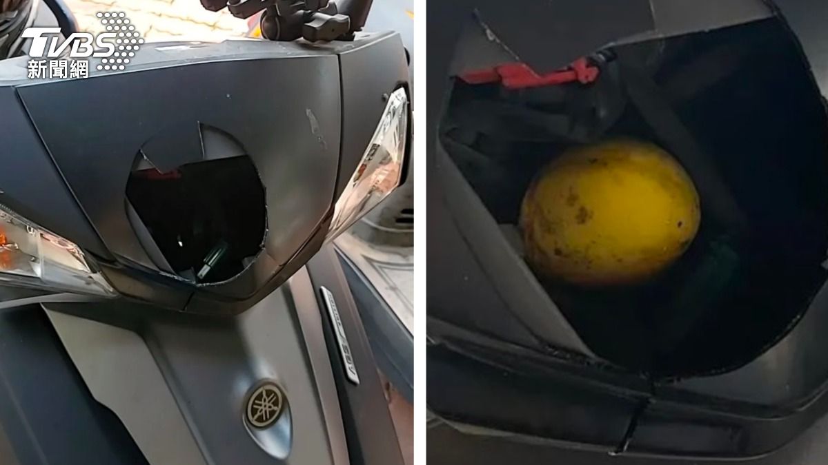 機車車頭被砸破洞!雲科大同學遇「天降芒果」 網笑:遇流芒攔車