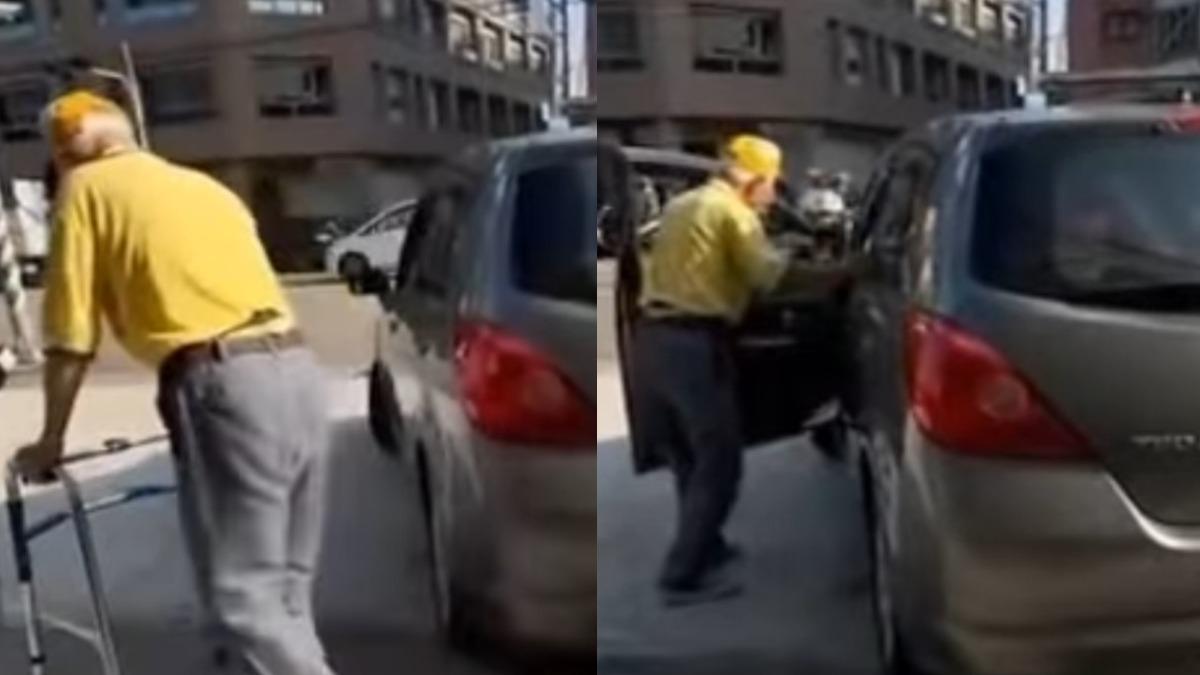 台中86歲翁走路靠助行器還是要開車!上車就花1分半路人怕怕