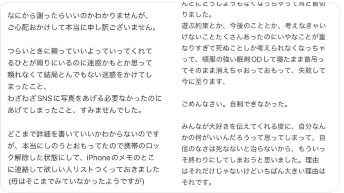 星乃綾寧事後發文道歉並解釋前一天的行為,表示會振作起來。(圖/翻攝自X)