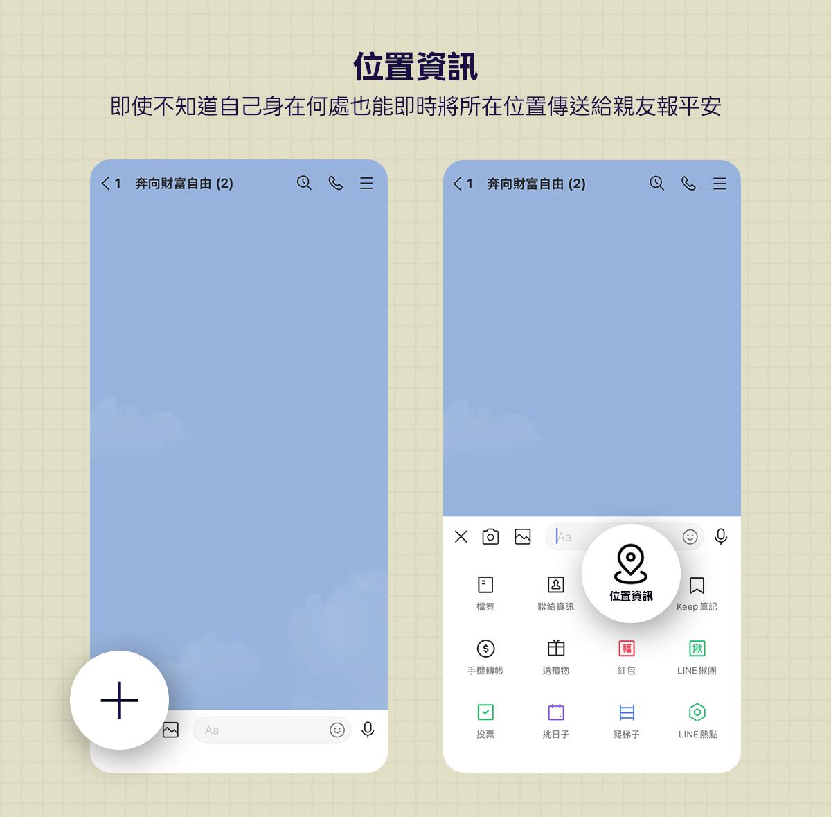 LINE「位置資訊」功能可協助用戶精準傳送所在座標。(圖/LINE提供)