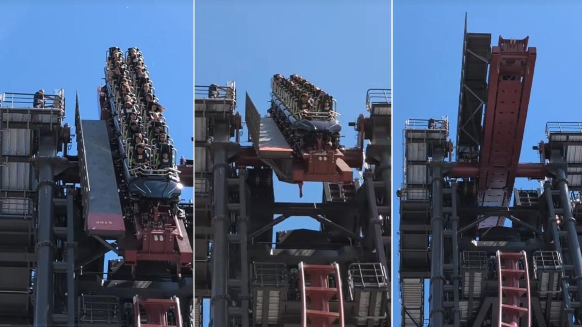 美遊樂園雲霄飛車故障! 乘客「倒掛高空10分鐘」驚悚畫面曝