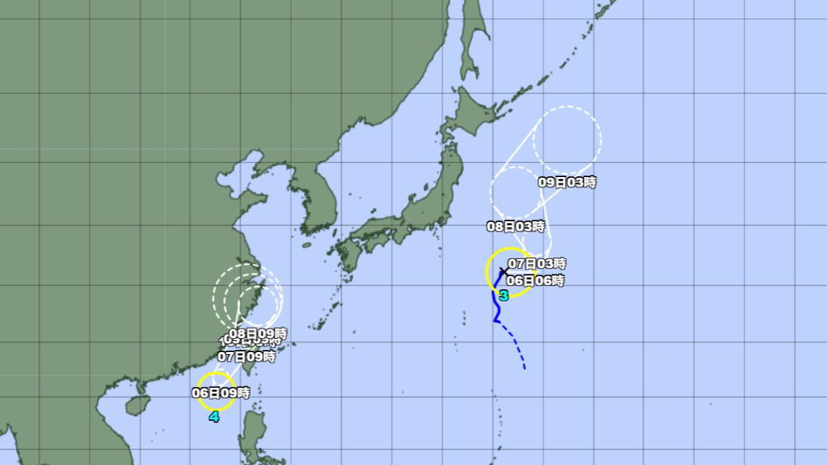 太平洋目前雙颱共舞。(圖/翻攝自日本氣象廳)