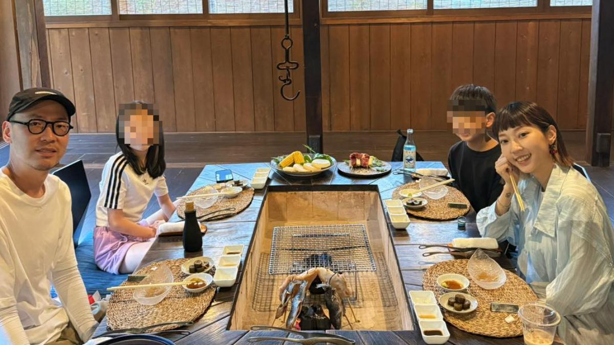 一家人享受家庭時光。(圖/翻攝自翁馨儀臉書)