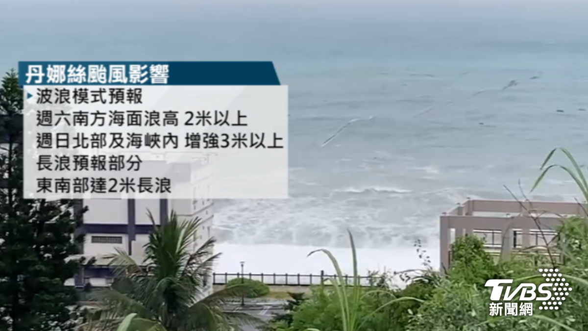 丹娜絲颱風波浪模式預報。（圖／TVBS）