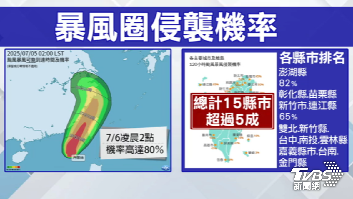 丹娜絲颱風恐影響縣市。(圖/TVBS)