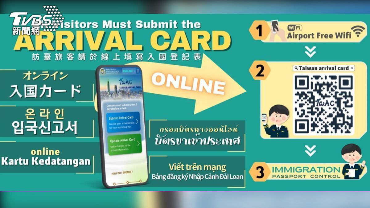 TAIWAN ARRIVAL CARD QR Code 連結。（圖／移民署國境事務大隊提供）