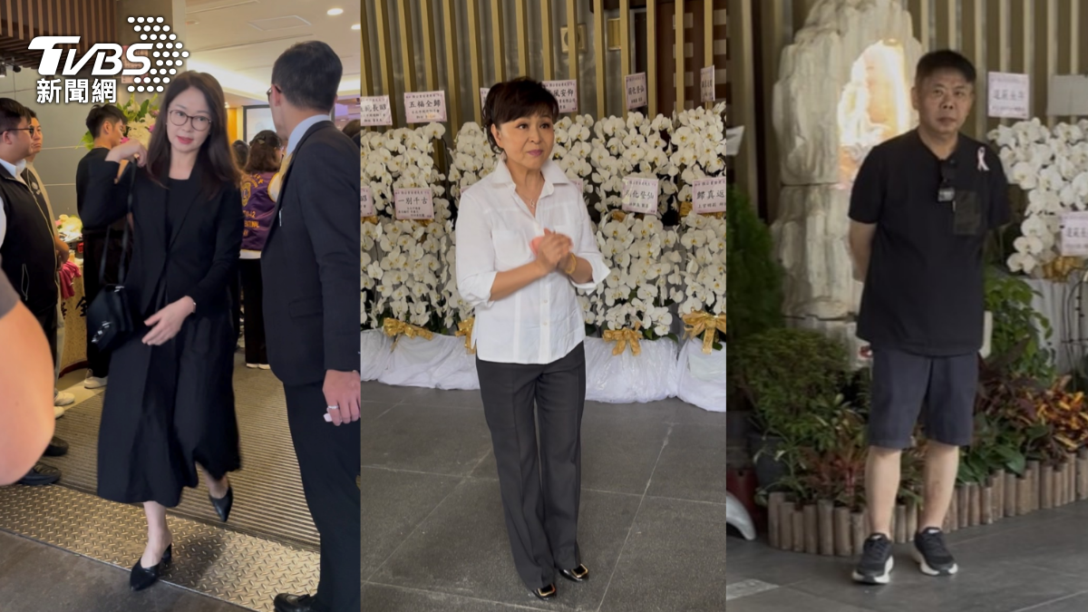 盧秀芳(左起)、蕭惠、馮凱現身張育安告別式。(圖/羅凌筠攝)